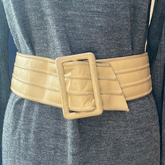Christian Dior Cream/Tan Belt VTG Leather XS/S - Picture 1 of 4